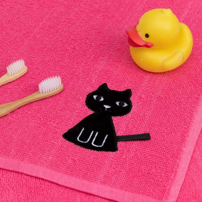 Полотенце Экономь и Я с петелькой «Котик» 50*80 см, цв.розовый, 100% хл, 260 гр/м2