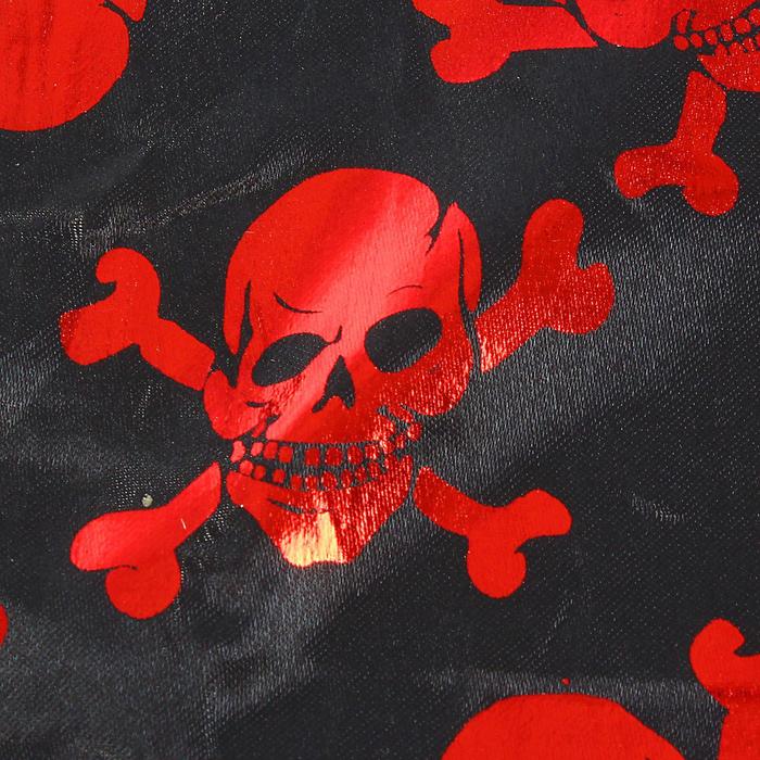 Ткань атлас черный с красными черепами, ширина 150 см